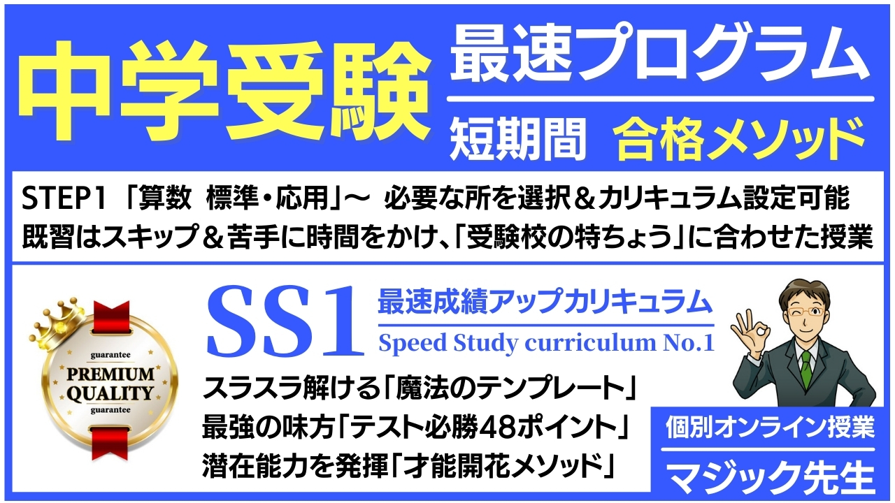 中学受験 最速プログラム 短期間合格メソッド 個別オンライン授業マジック先生 オンライン授業で最速成績アップ オンライン塾 オンライン家庭教師 オンライン個別指導